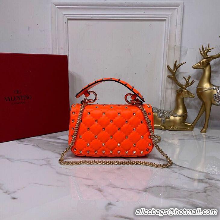 Stylish Valentino Garavani Rockstud Spike Original Leather Bag V0124 Orange