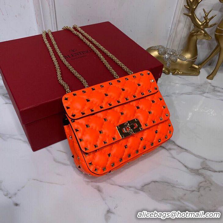 Stylish Valentino Garavani Rockstud Spike Original Leather Bag V0124 Orange