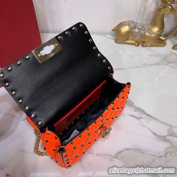 Stylish Valentino Garavani Rockstud Spike Original Leather Bag V0124 Orange