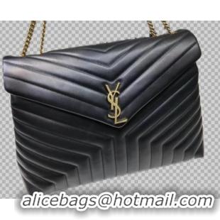 Good Looking Yves Saint Laurent Calfskin Leather Jumbo Tote Bag Black 464698 Gold hardware