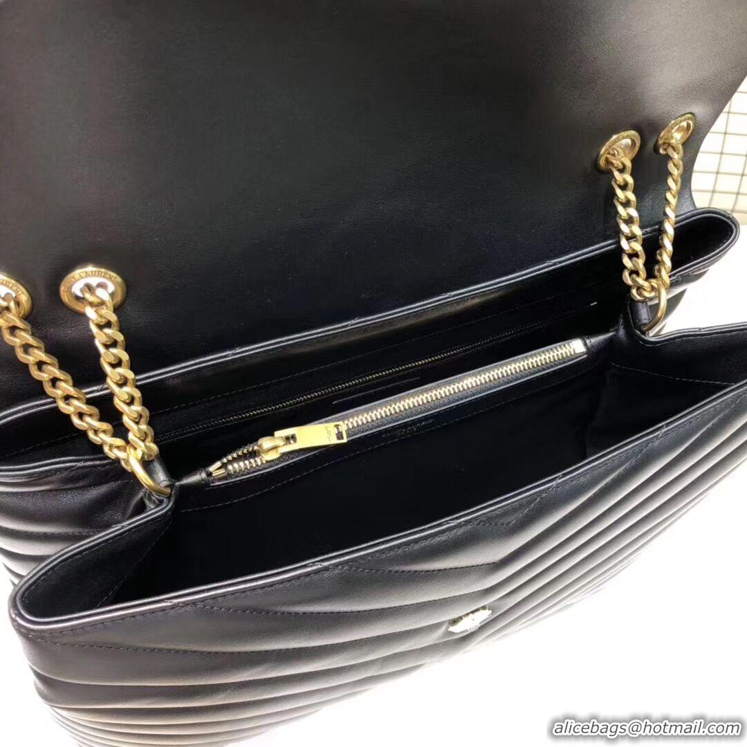 Good Looking Yves Saint Laurent Calfskin Leather Jumbo Tote Bag Black 464698 Gold hardware