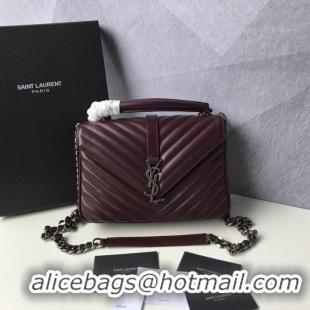 Best Luxury Saint Laurent Classic Monogramme Goat Original Leather Flap Bag Y392738 Burgundy