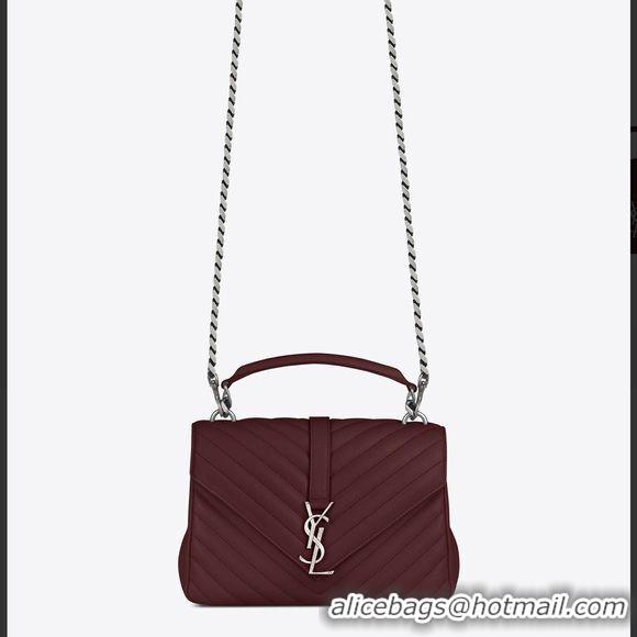 Best Luxury Saint Laurent Classic Monogramme Goat Original Leather Flap Bag Y392738 Burgundy