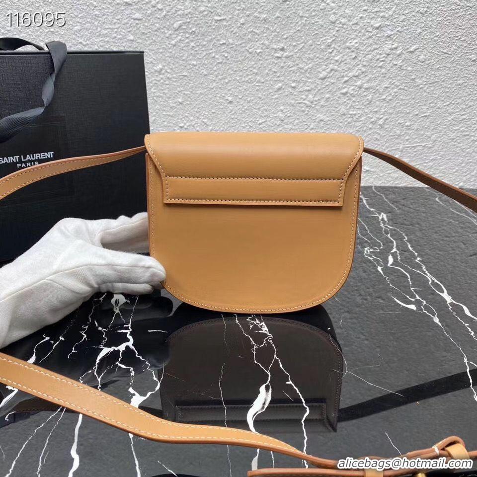 Duplicate Yves Saint Laurent Calfskin Leather Shoulder Bag 619740 apricot