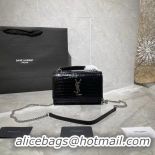 Good Quality Yves Saint Laurent Calfskin Leather Shoulder Bag Y533036A black&silver-Tone Metal