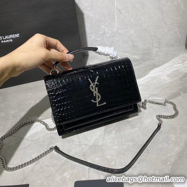 Good Quality Yves Saint Laurent Calfskin Leather Shoulder Bag Y533036A black&silver-Tone Metal