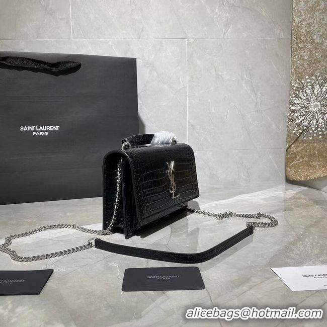 Good Quality Yves Saint Laurent Calfskin Leather Shoulder Bag Y533036A black&silver-Tone Metal