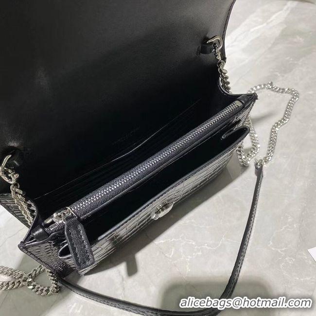 Good Quality Yves Saint Laurent Calfskin Leather Shoulder Bag Y533036A black&silver-Tone Metal