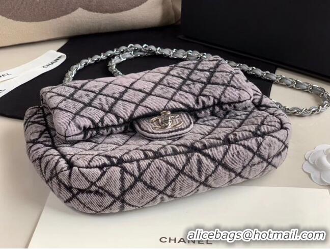 Discount Classic Chanel Quilted Denim Small Flap Bag AS1112 Light Gray 2020