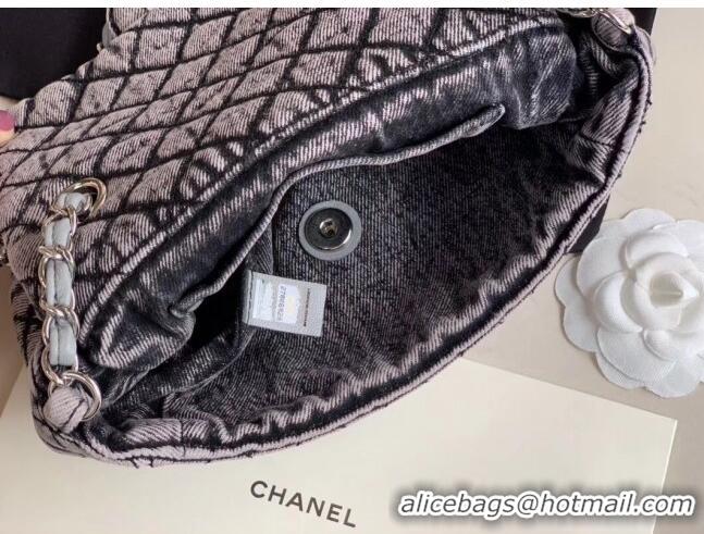 Discount Classic Chanel Quilted Denim Small Flap Bag AS1112 Light Gray 2020