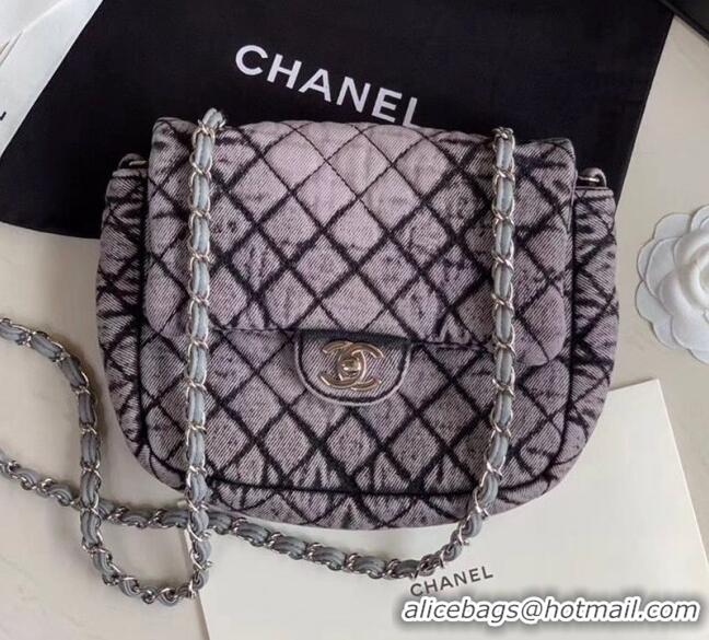 Discount Classic Chanel Quilted Denim Small Flap Bag AS1112 Light Gray 2020