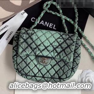 New Design Chanel Quilted Denim Small Flap Bag AS1112 Green 2020