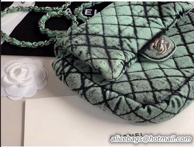 New Design Chanel Quilted Denim Small Flap Bag AS1112 Green 2020