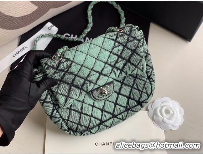 New Design Chanel Quilted Denim Small Flap Bag AS1112 Green 2020