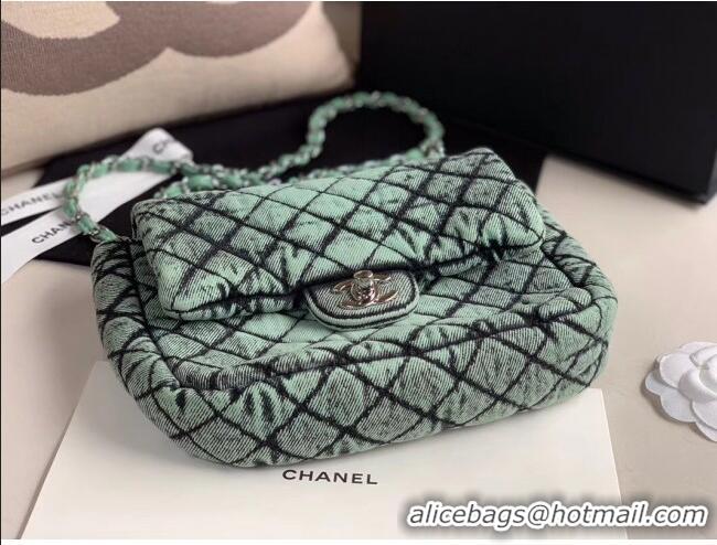 New Design Chanel Quilted Denim Small Flap Bag AS1112 Green 2020