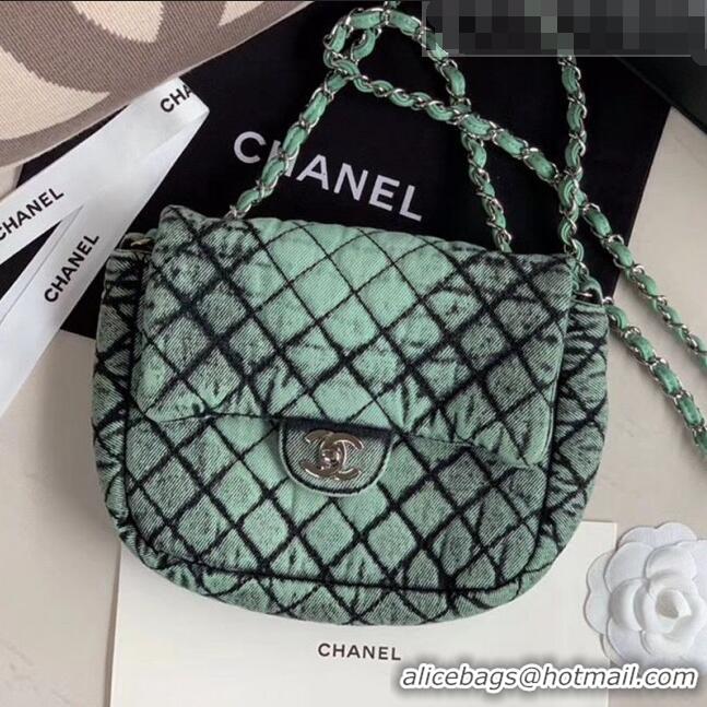 New Design Chanel Quilted Denim Small Flap Bag AS1112 Green 2020