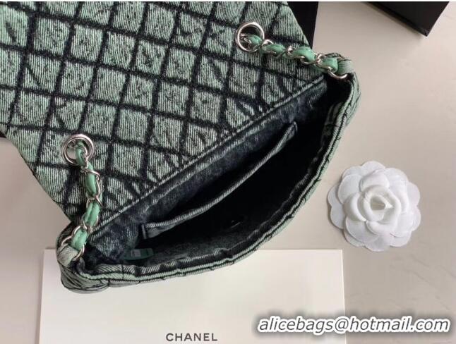 New Design Chanel Quilted Denim Small Flap Bag AS1112 Green 2020