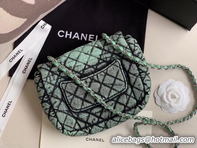 New Design Chanel Quilted Denim Small Flap Bag AS1112 Green 2020