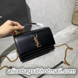 Sumptuous Yves Saint Laurent Calfskin Leather Shoulder Bag Y533036 black&gold-Tone Metal