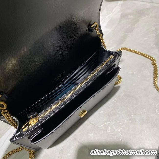 Sumptuous Yves Saint Laurent Calfskin Leather Shoulder Bag Y533036 black&gold-Tone Metal