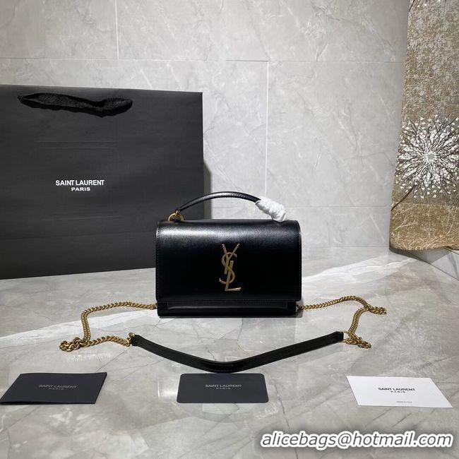 Sumptuous Yves Saint Laurent Calfskin Leather Shoulder Bag Y533036 black&gold-Tone Metal