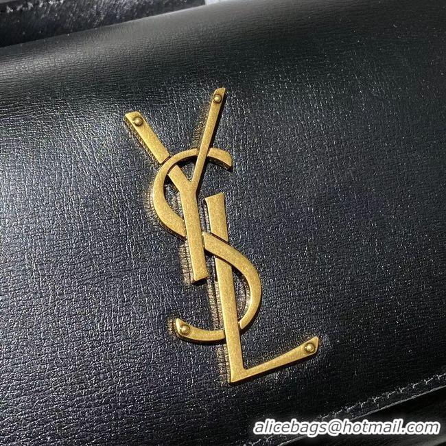 Sumptuous Yves Saint Laurent Calfskin Leather Shoulder Bag Y533036 black&gold-Tone Metal