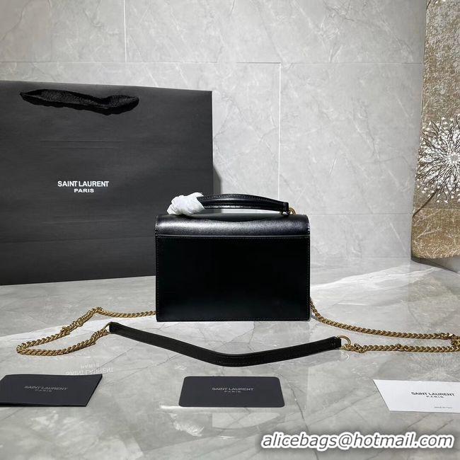 Sumptuous Yves Saint Laurent Calfskin Leather Shoulder Bag Y533036 black&gold-Tone Metal