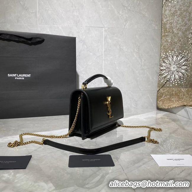 Sumptuous Yves Saint Laurent Calfskin Leather Shoulder Bag Y533036 black&gold-Tone Metal