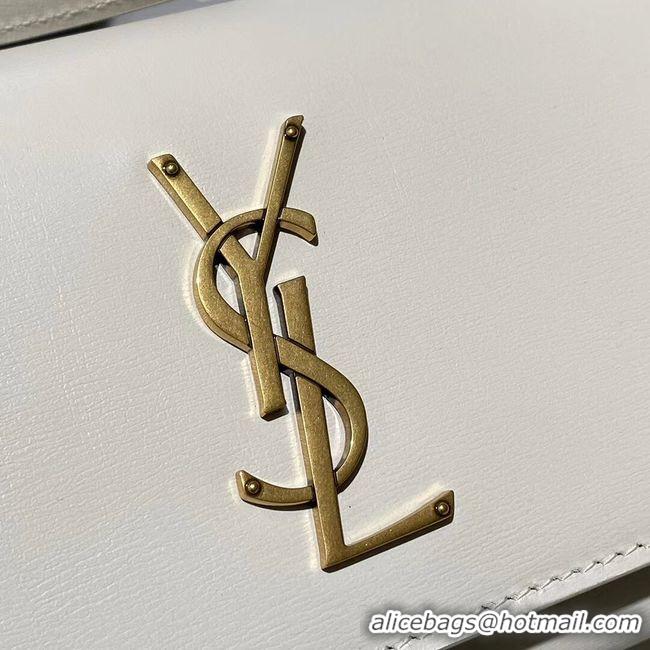 Fashion Yves Saint Laurent Calfskin Leather Shoulder Bag Y533036 White&gold-Tone Metal