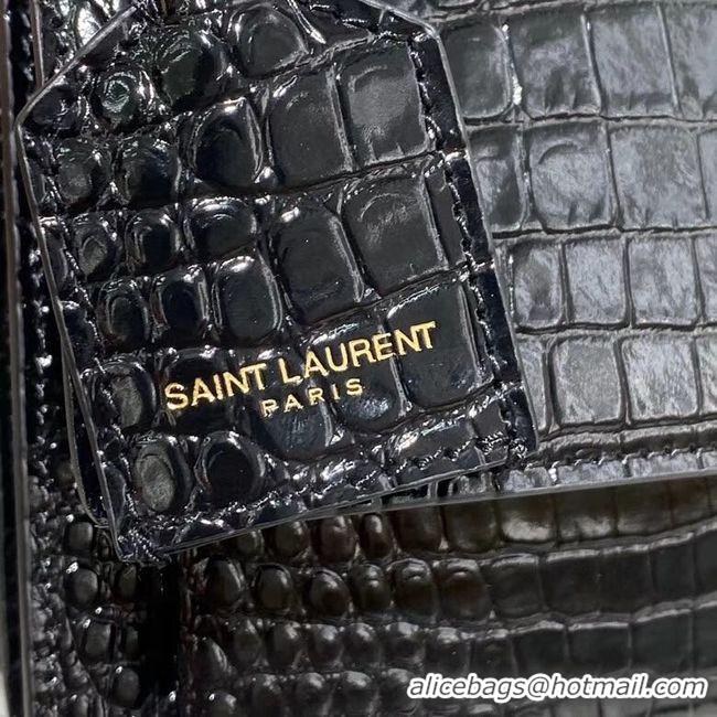 Hot Style Yves Saint Laurent Calfskin Leather Shoulder Bag Y542206A Black&gold-Tone Metal