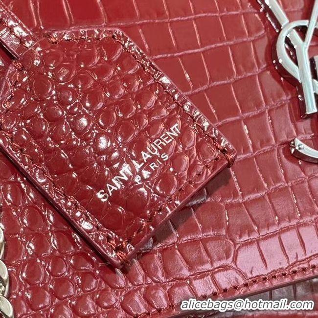 Discounts Yves Saint Laurent Calfskin Leather Shoulder Bag Y542206A red&silver-Tone Metal