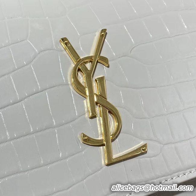 Practical Yves Saint Laurent Calfskin Leather Shoulder Bag Y542206A white&gold-Tone Metal