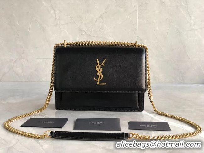 Top Grade Yves Saint Laurent Calfskin Leather Shoulder Bag Y542206B black