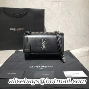 Shop Cheap Yves Saint Laurent Calfskin Leather Shoulder Bag Y542206B black&silver-Tone Metal