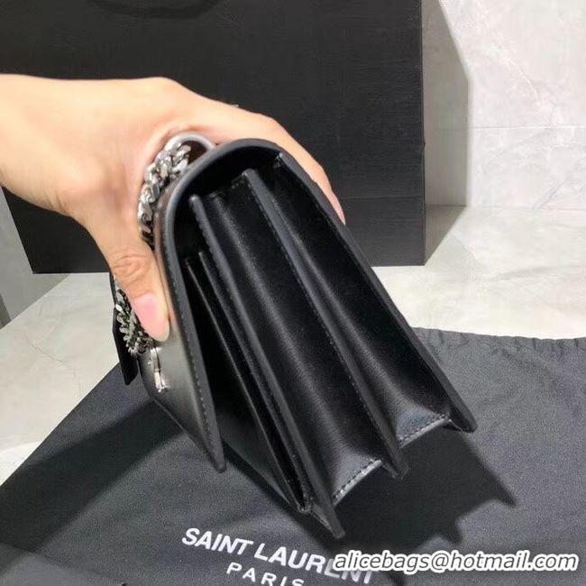 Shop Cheap Yves Saint Laurent Calfskin Leather Shoulder Bag Y542206B black&silver-Tone Metal