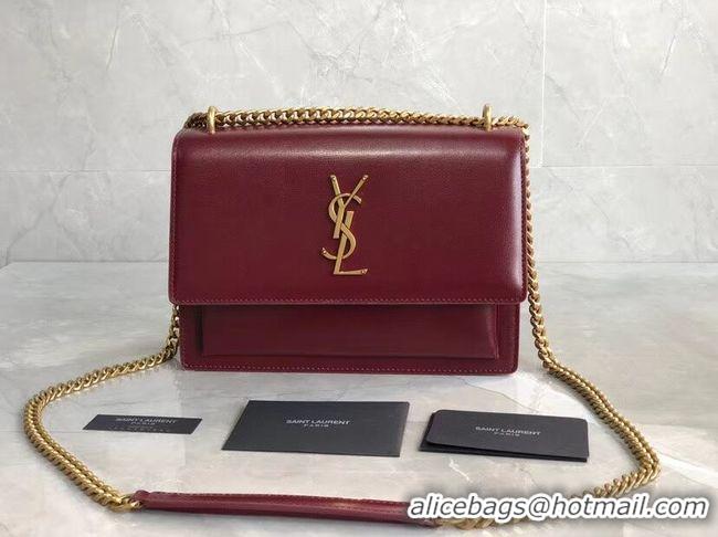 Grade Quality Yves Saint Laurent Calfskin Leather Shoulder Bag Y542206B red