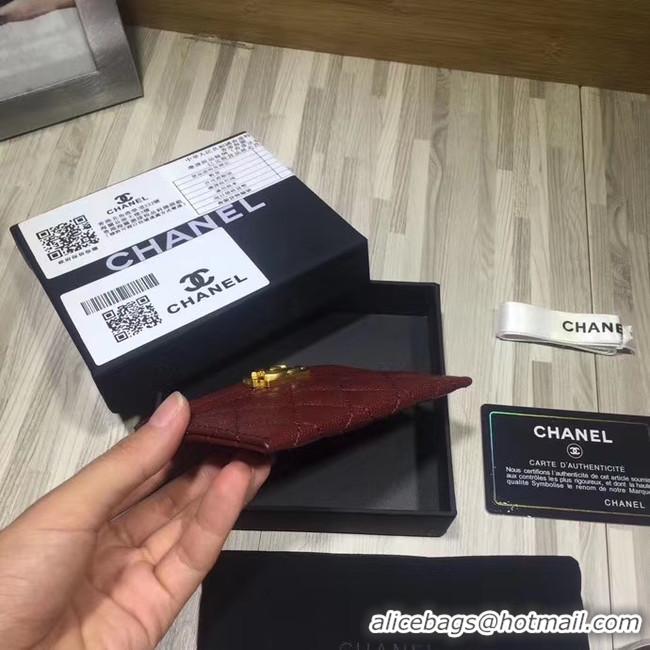 Popular Style Chanel classic card holder Grained Calfskin & Gold-Tone Metal 84430 Burgundy