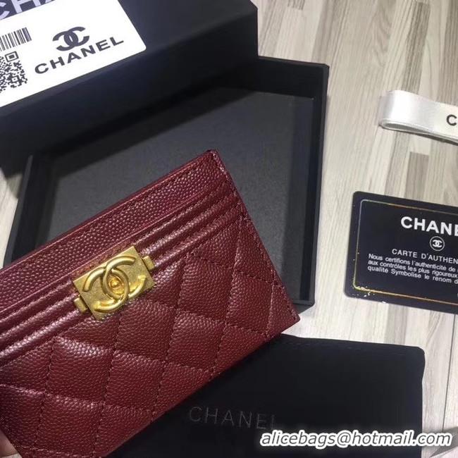 Popular Style Chanel classic card holder Grained Calfskin & Gold-Tone Metal 84430 Burgundy