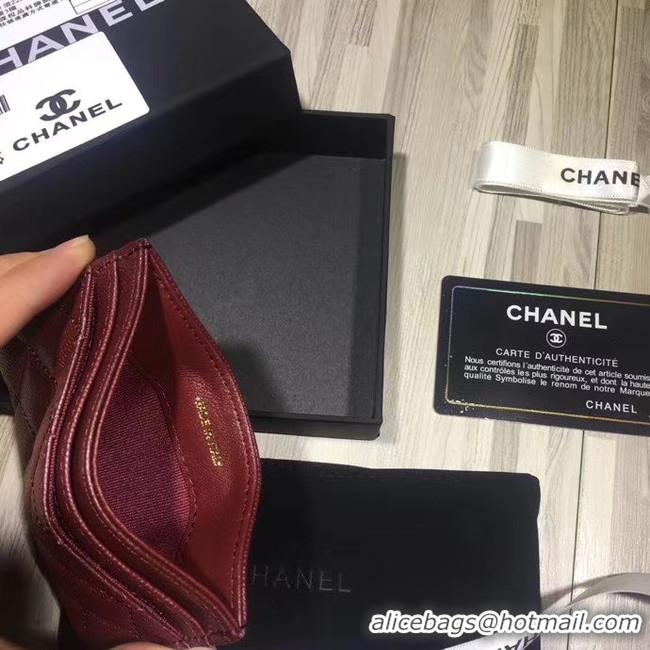 Popular Style Chanel classic card holder Grained Calfskin & Gold-Tone Metal 84430 Burgundy