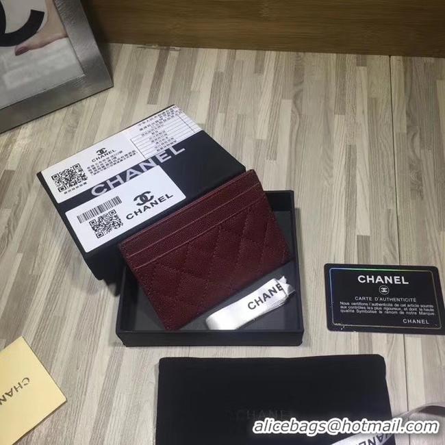 Popular Style Chanel classic card holder Grained Calfskin & Gold-Tone Metal 84430 Burgundy