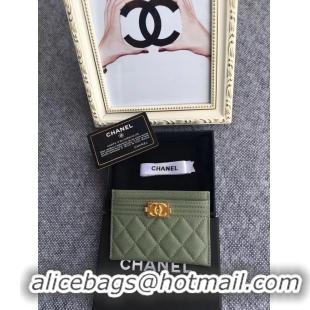 Stylish Chanel classic card holder Grained Calfskin & Gold-Tone Metal 84430 green