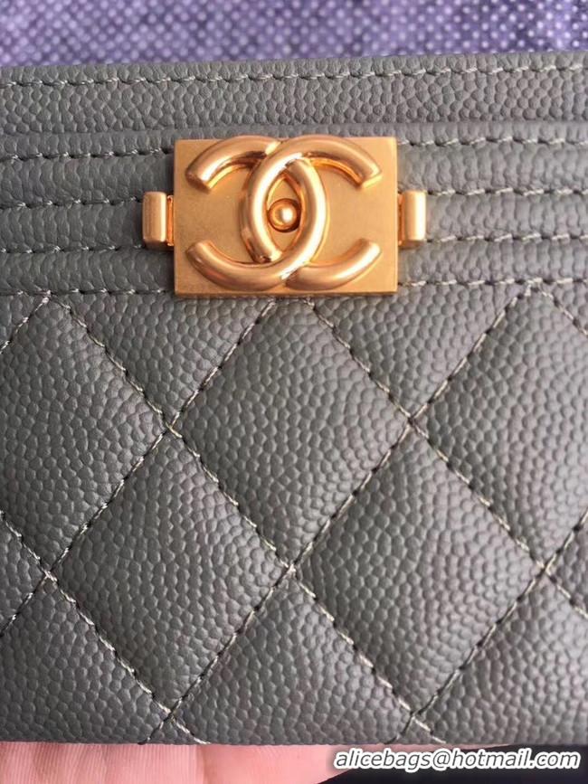 Stylish Chanel classic card holder Grained Calfskin & Gold-Tone Metal 84430 green