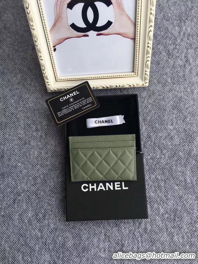 Stylish Chanel classic card holder Grained Calfskin & Gold-Tone Metal 84430 green