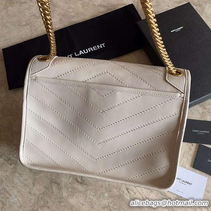 New Fashion Yves Saint Laurent Original Leather Medium Chain Bag 498894 White/Gold