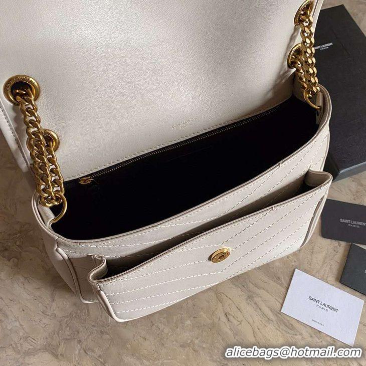 New Fashion Yves Saint Laurent Original Leather Medium Chain Bag 498894 White/Gold