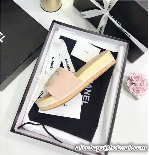 Shop Cheap Chanel Suede & Patent Leather Platform Mules G35799 Pink/Beige 2020