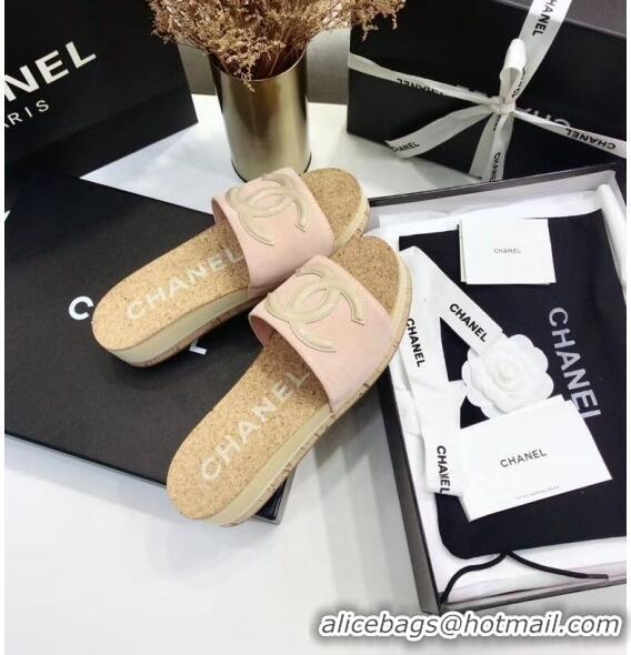 Shop Cheap Chanel Suede & Patent Leather Platform Mules G35799 Pink/Beige 2020