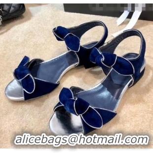 Cheapest Chanel Lambskin & Velvet Knot Sandals G35298 Blue 2020