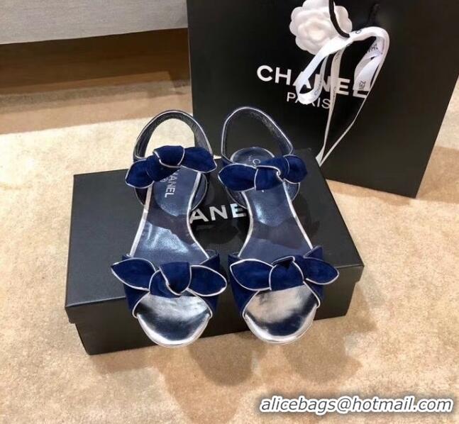 Cheapest Chanel Lambskin & Velvet Knot Sandals G35298 Blue 2020