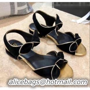 Buy Discount Chanel Lambskin & Velvet Knot Sandals G35298 Black 2020